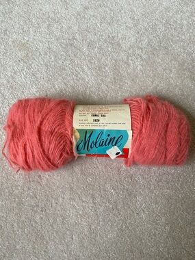 Vintage Lion Brand Molaine Yarn Color #103 Coral Pink Acrylic 2 oz